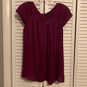 Banana Republic Plum Sheer Cap Sleeve Blouse